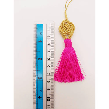 Fuchsia Pink Tassels Artificial Silk Tassel, Gold Celtic Knot Tassels, Earring Tassel